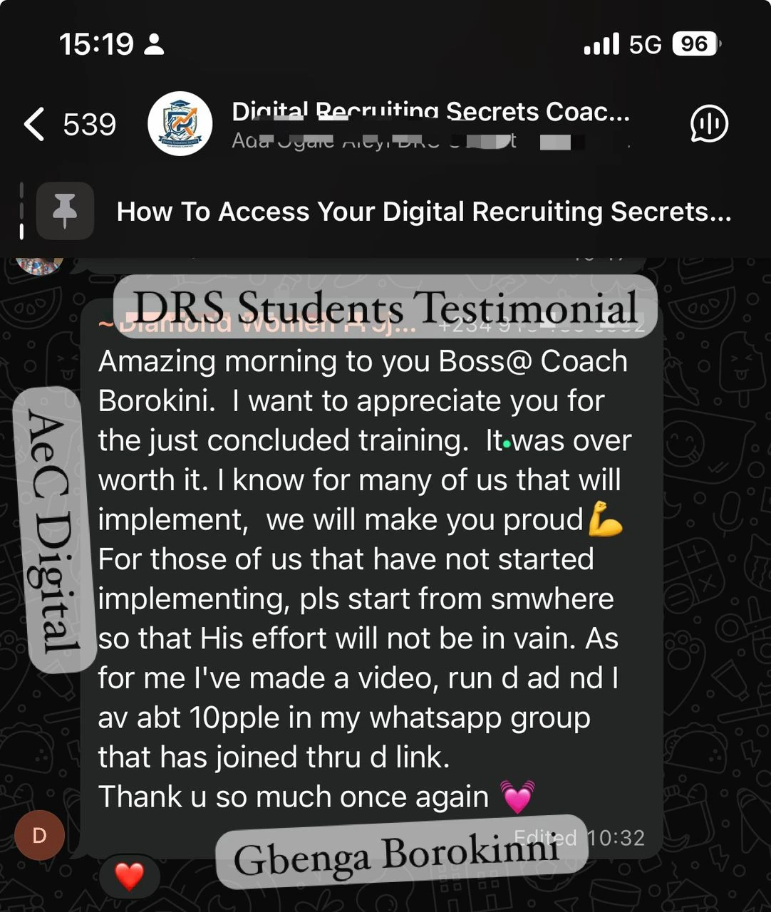 Student review of Digital Recruiting Secrets