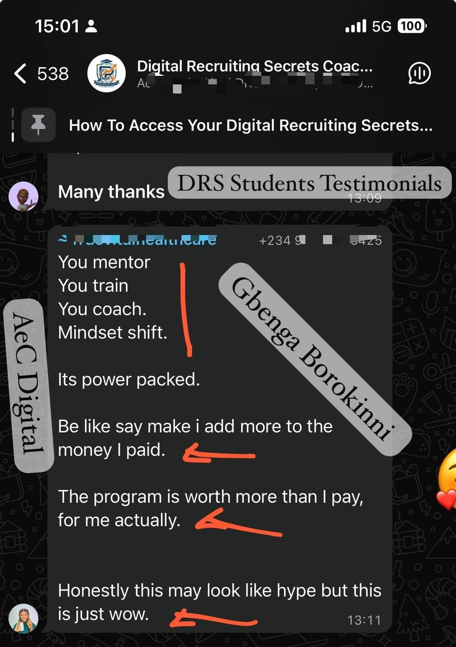 Student review of Digital Recruiting Secrets